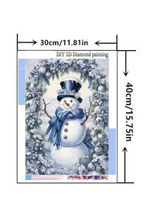 1 bức tranh đính đá DIY - Phong cảnh, Tuyết rơi, Người tuyết, Giáng sinh, Trang trí nhà cửa, Khoan đầy đủ, 11,8*15,7in/30*40cm - Nhiều màu - Xem 10