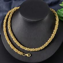 Simple Swedish-Italian 750 14k Gold Plated Copper Chain Necklace Bracelet Jewelry Set For Women