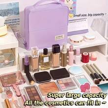 大容量立式化妆品收纳盒，磁扣闭合 - 结实耐用的布料材质，可收纳护肤品、洗漱用品 - 方便旅行和居家收纳，多隔层拉链设计 - 彩色 - 查看 2