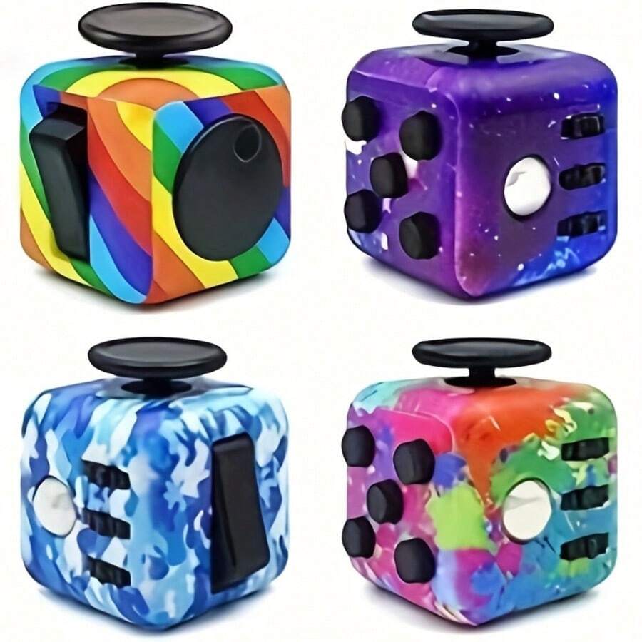 1pc Fidget Toy Anti-Anxiety Dice Stress Relief Attention Cube Plastic Game Relaxation Anti-Pressure Cube Toy Gift - Multicolor - View 1