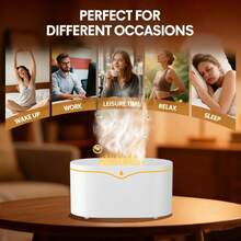 1个USB供电火焰造型香薰机，火焰加湿器，氛围灯，精油香薰灯，夜灯，适用于家庭卧室和办公室，家用加湿器，香薰机，时尚香薰机，现代加湿器，塑料材质，小巧便携，多功能灯，无焰加湿器，礼品之选，健康爱好者的理想之选 - 多色A - 查看 9