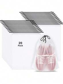 1/5/10个装鞋子收纳袋，大号透明防水鞋袋，抽绳鞋袋，旅行必备，防水防尘，便携，用于打包旅行鞋子，带绳透明鞋袋，旅行便携防水鞋袋，多功能收纳袋，男女旅行鞋整理袋 - 彩色 - 查看 1