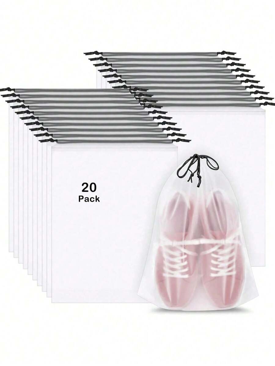 1/5/10个装鞋子收纳袋，大号透明防水鞋袋，抽绳鞋袋，旅行必备，防水防尘，便携，用于打包旅行鞋子，带绳透明鞋袋，旅行便携防水鞋袋，多功能收纳袋，男女旅行鞋整理袋 - 彩色 - 查看 1