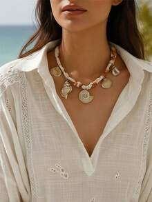 1 colar com cachecol de férias marinho, colar branco feminino, presente para mãe, para ela