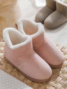 Autumn/Winter New High-Top Thermal Slippers, Couples Style, Closed Toe, Thermal Lining, Thick Sole, Non-Slip, Indoor & Outdoor Wear - Pink - View 2