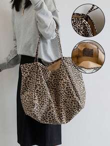 时尚豹纹帆布手提包 - 容量大、用途广泛的女士单肩包，时尚大容量豹纹手提包，可作腋下包使用，通勤、上学、旅行的理想之选，大容量便携，适合青少年、女性、大学生、白领等各种人群，是工作、返校、中学、高中、大学、度假的完美之选，也是秋冬季提升气质的理想单品，更是圣诞节和新年礼物的理想之选。 - 彩色 - 查看 6