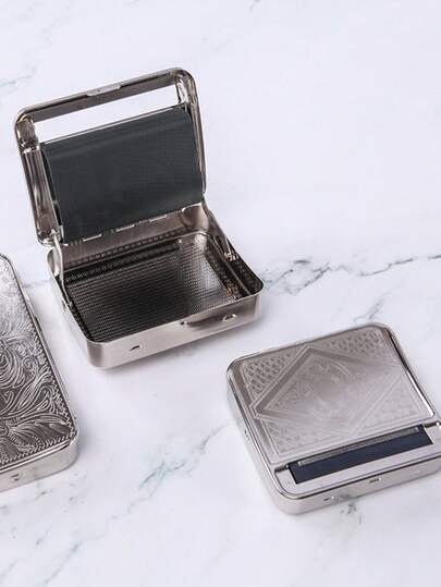 1个便携式手动卷烟器，卷烟器，金属卷烟器，不锈钢材质，烟草收纳，一体式烟草收纳，70/78/110毫米黑色手动卷烟工具，便携式卷烟器，吸烟配件，适合户外使用，返校用品，颜色随机，吸烟配件