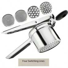 Heavy Duty Stainless Steel Potato Masher With Silicone Handle, Manual Potato Ricer - Multicolor - View 10