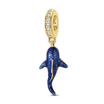 1pc Gold-Plated Realistic Blue Whale Shark Beaded Pendant, Suitable For DIY Snake Bracelet, Necklace, Unique Summer Gift For Women