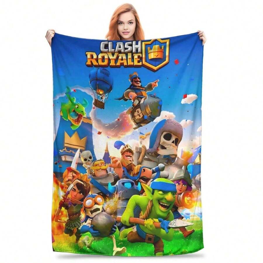 Clash Royale Game Plush Blanket Boy Girl  Flannel Bedding Throws For Couch Chair Soft Warm Design Quality Bedspread - 黑色 - 查看 1