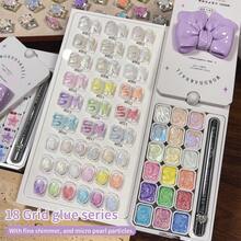 MORDDA New Fall/Winter Nail Art Kit - Bubble Galaxy Texture Glitter Gel With Fine Shimmer 18-Grid Press-On Gel Set High-Saturation Color Gels For Dazzling Shine Multi-Purpose Nail Styling Perfect For Professional Salon Designs Essential At-Home Nail Art - Nhiều màu - Xem 11