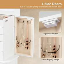 Jewelry Wood Cabinet Armoire Storage Box Chest St& Organizer Christmas Gift - White - View 7