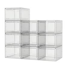 6 Pack Acrylic Clear Plastic  Magnetic Stackable Shoe Organizer,  Space Saving Storage Organizer, Suitable For Foyer, Bedroom, Home, Dormitory, Etc - Gói 6 mở trong suốt - Xem 1