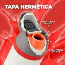 Termo Botella de Agua 32 Oz 946 ml, Termo para Caf 24 Horas de Agua Caliente y Fria, Cafe, Tapa Hermtica Antifugas, Botella de Viaje, Deportes, Caf, Tazas para Cafe Negro - Blanco/Rojo + 0.7 Litros - Ver 5