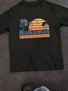 Bahamas Beach Summer Vacation Sunset Vintage 70's Retro T-Shirt - màu đen - Xem 1