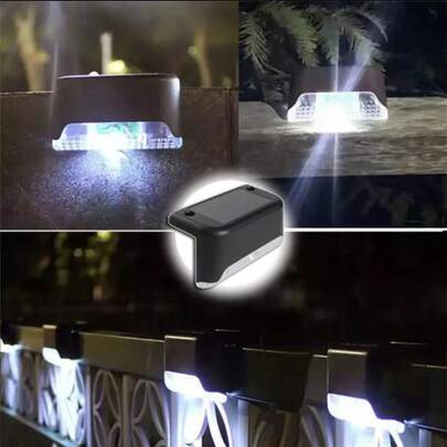 1 pieza Luz solar para escaleras, Luz de pared exterior, Luz de cerca, Luz impermeable para escaleras, Luz de barandilla de jardín, Luz solar para escaleras