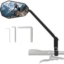 Diyife 2 Unidades Espejo de Bicicleta con Palanca Extra Larga y Espejo Grande HD, Barra de Conexión Ajustable 360 ° , Compatible con Manillar Universal de 22-25.5mm - Lzquierdo - Ver 13