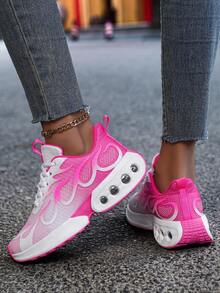 新款女士优雅舒适百搭休闲透气鞋，轻便时尚运动休闲鞋，渐变运动鞋，系带休闲运动鞋，适合跑步、健身等各种运动场景。