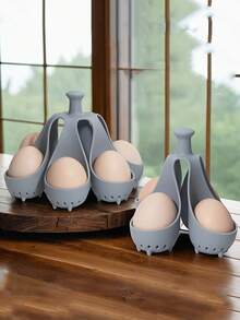 4/6孔耐高温硅胶煮蛋器，多孔硅胶煮蛋器，柔软耐高温硅胶蒸笼，家用厨房用具，鸡蛋托盘，家庭食品，家庭早餐多人早餐蒸蛋器 - 彩色 - 查看 8