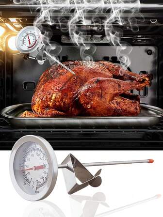 1个糖果/油炸温度计，即时读数，厨房温度计，指针式温度计，油温计，不锈钢杆肉类烹饪温度计