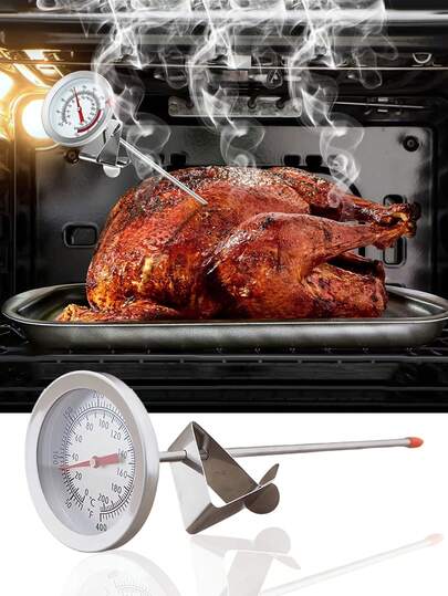 1 st. godis-/friteringstermometer med direktavläsning, kökstermometer, urtavltermometer, oljetemperaturmätare, oljetemperaturmätare, kötttermometer i rostfritt stål