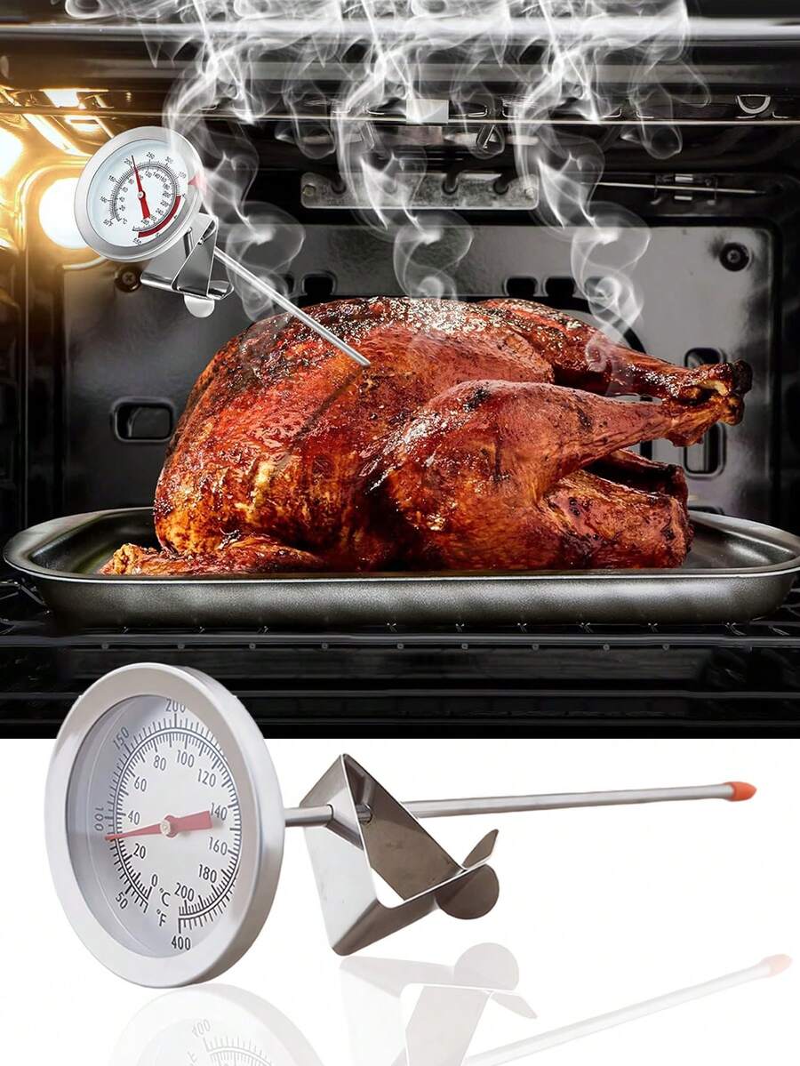 1pc Candy/Deep Fry Thermometer With Instant Read,Kitchen Thermometer,Dial Thermometer,Oil Temperature Gauge,Oil Temperature Gauge,Stainless Steel Stem Meat Cooking Thermometer