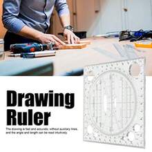 Atyhao Plantilla de Dibujo geométrico Regla de medición Regla de Dibujo multifunción Dise?o de Arte de acrílico Plantilla de carpintería Regla Herramienta de Carpintero Estudiar Dise?ar y Construir - como en la foto - Ver 3