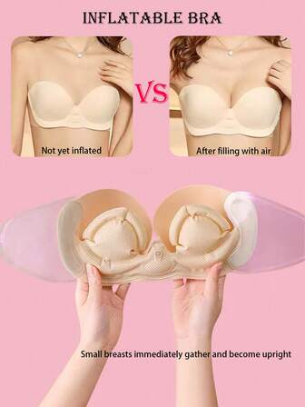 1 Set Adhesive Push-Up Invisible Strapless Bra, With Detachable Straps And Side Wings, Multi-Way Wear, Lift And Enhance Bust, Suitable For Wedding Dress, Bodycon Top, Tight Dress And More, Wedding Essential, Fashion Essential