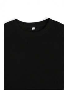 1pc, Cute PANDA Graphic Design Cotton T-Shirt- Casual, Loose Fit, Breathable, Machine Washable, Black With White Text, PLUS SIZE, Soft, Skin-Friendly, Comfortable, Unisex Clothing, Perfect Gift, All-Season Wear - 黑色 - 查看 5