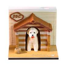 Calendario 2026 de cachorro lindo Calendario de escritorio de inglés con arte de papel tallado en 3D, accesorio de oficina, decoración de regalo, incluye cubierta de acrílico contra el polvo - Multicolor - Ver 6