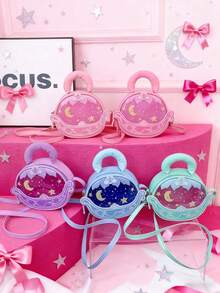 Neue PU-Handtasche, verstellbarer Schultergurt, Stern- und Mond-Druckmuster, lässig und einfach, Reißverschlussdesign, verstellbarer Schultergurt, geeignet für Partys und Reisen, kann leicht den täglichen Bedarf aufnehmen, vielseitige Artikel, modisches Liebling, geeignet für verschiedene Stile und Anlässe, die Stilanpassungsfähigkeit ist sehr stark