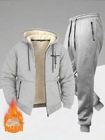Men's Casual Outdoor Sports Hoodie Sweatshirt And Drawstring Pants Set, Autumn/Winter