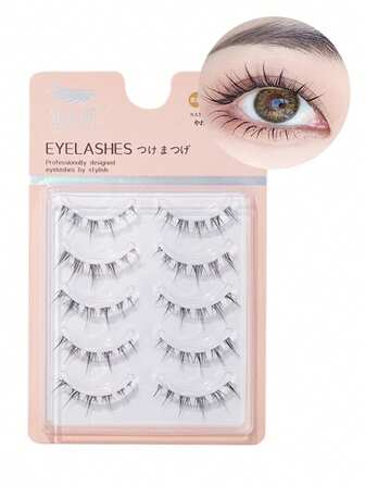 5 par lätta lösögonfransar i "Sunflower Fairy"-stil | Fina, spetsiga, utsvängda lösögonfransar med transparenta, osynliga fransband