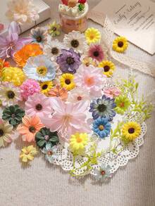 50/100/200 pezzi Teste di fiori artificiali, fiori sintetici di piccole/medie/grandi dimensioni, mini fiori finti, fiori di margherita, adatti per matrimoni, artigianato, decorazione della casa, feste e altro ancora - Multicolore - Visualizzare 6