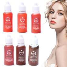 6pcs 100% Plant-Based Tattoo Pigments, Suitable For Eyebrows, Lips And Eyeliner Application - Multicolor - View 2