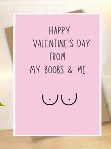 1pc "HAPPY VALENTINE'S DAY FROM MY BOOBS & ME", Funny Valentine's Day Card, With Fun Designs, Perfect For Your Lover/Partner. A Perfect Valentine's Day Gift, A High-Quality Card With An Envelope. - Multicolor - View 7