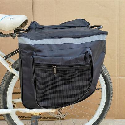 Large Capacity Heavy-Duty Bike Bike Rack Bag - Black Removable Detachable Cycling Frame Bag With Rear Wheel Mount, Water Holder & Pocket For Mountain, Touring, Commuting, Bike Packing - Bike Carrier Accessory