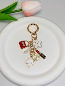 Fashion Light Luxury Style Metal Keychain Creative Women's Clothing Accessories High Heels Lipstick Flower Bag Pendant Exquisite Diamond Inlaid Multi-Element Pendant Personalized Versatile Bag Decoration Gift Fashion Hipster Must-Have Fashion Versatile Women's Bag Accessories Light Luxury Style Bag Charm Accessories Valentine's Day Bag Pendant Valentine's Day Gift Thanksgiving Gift Bridal Souvenir - Multicolor - View 5