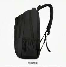 Mochila de hombre resistente con diferentes colores,con 3 compartimentos,cierres dobles,cinta acolchonadas y cinta ajustable - Negro - Ver 3