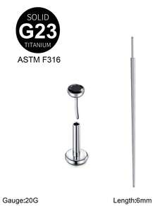 Khuyên tai xỏ khuyên không ren bằng titan 20G/18G/16G có đầu thon G23 đinh tán phẳng cho nam nữ, khuyên tai AB CZ màu đen, khuyên vành tai, khuyên môi, khuyên vành tai, khuyên tai xoắn ốc, khuyên tai dạng thanh, dài 6/8/10mm - Đinh tán + côn - Xem 8