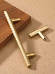 2pcs Gold Elongated Wardrobe Door Pull Handles, Aluminum Alloy Minimalist Luxury Cabinet Drawer Long Bar Pulls - Gold - View 2