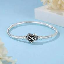 1pc Classic Snake Chain Cubic Zirconia Copper Plated DIY Women's Bracelet Gift Jewelry Women's Bracelet, Suitable For Weddings, Daily Gatherings, Fashion Accessories, Women's Hip-Hop Accessories - 銀色 - 查看 11
