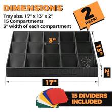 2 Pack Card Sorting Tray Stackable Trading Cards Organizer 15Compartment Playing Organizing Tool Sorter For Raw Sleeved And Toploaders Includes Label Dividers - Black - View 3