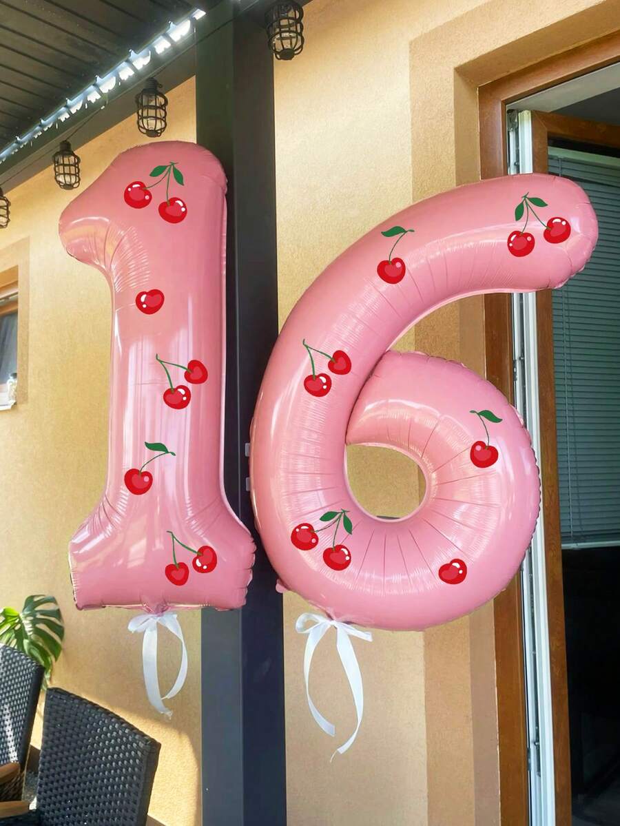 Bộ 2 bóng bay trang trí số màu anh đào, bao gồm bóng bay số màu hồng 32 inch từ 0 đến 9, nhãn dán trang trí hình anh đào, dùng để trang trí sinh nhật, tiệc sinh nhật chủ đề anh đào, trang trí bối cảnh, trang trí phòng, trang trí tiệc sinh nhật, tiệc tắm, đạo cụ chụp ảnh, kỷ niệm, đám cưới, sinh nhật lần thứ 1, trang trí tiệc sinh nhật - Nhiều màu - Xem 1