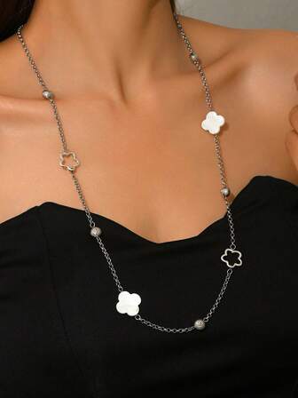 1pc Sexy Fashion Bohemian Multi-Color Corn Chain Necklace, New Added Faux Pearl Heart Pendant Necklace, Multi-Heart Double Layer Necklace, Multi-Color Resin Block With CCB Gold Chain Necklace, Four-Leaf Five-Leaf Clover Shaped Silver Chain Necklace, Imitation Turquoise Bead & Glass Bead 3-Layer Necklace, Rhinestone Decorated Gold Chain Double Layer Necklace, Minimalist Luxury Suitable For Any Outfit, Ideal Daily/Holiday Gift For Women