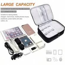 1pc Large Heavy-Duty Travel Organizer Case With Adjustable Divider & Handle - Tech Bag With Zipper Closure, Cable Management System, Tablet Compartment, Laptop, Office, Daily Commute - Ideal Gift For Travel, Tech Enthusiasts, Travel Organizer,Cable Organizer Box Earphone Cord Pouch Pen Ballpoint Phone Power Bank Suitcase Watch Strap Storage Bag - Black - View 5