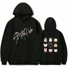 HoodiesStray KidsS Tour Merch Hoodies New Logo Kpop Felix HyunjinS Fashion Cool Hoodie Men Women SweatshirtsLoose And Comfortablehoodies De Mujer - 黑色 - 查看 1
