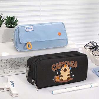 Capybara Simple Large-Capacity Pencil Case Stationery Box Version Of Junior High School Students High School Students Multi-Functional Pencil Bag Three Layers Large-Capacity Multi-Layer Pencil Case, Perfect For Back-To-School And Christmas Gifts