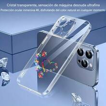 Cubierta de teléfono transparente para combinaciones de moda,Cubierta transparente para iPhone con diseño de corazón multicolor y flores brillantes colorido protector de pantalla para uso diario y ocasiones especiales Aplicable a teléfonos Apple y Galaxy. Adecuado para teléfonos Apple y Galaxy. - transparente - Ver 3