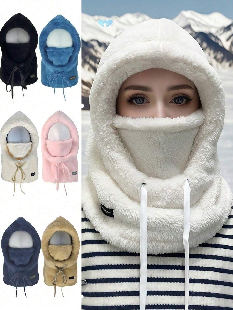 1 件拉法帽滑雪面罩，防风羊毛保暖面罩，寒冷天气下骑行摩托车的颈部保暖器，男女通用冬季滑雪面罩透气防风保暖摩托车骑行滑雪面罩羊毛帽围巾耳罩适合滑雪、钓鱼、徒步旅行、骑自行车